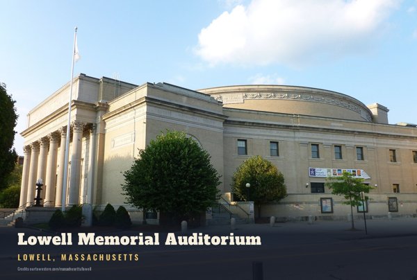Lowell Lowell Memorial Auditorium Postcard artwork detail