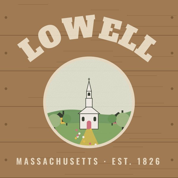 Lowell Hometown Wood Sign artwork detail