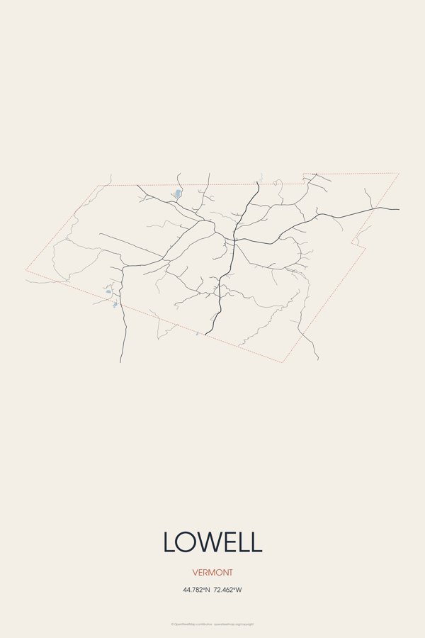 Lowell Street Map Poster · Linen artwork detail