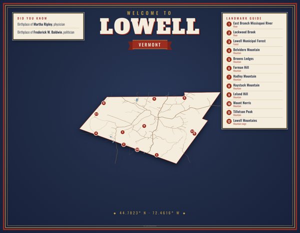 Lowell Map Placemat artwork detail