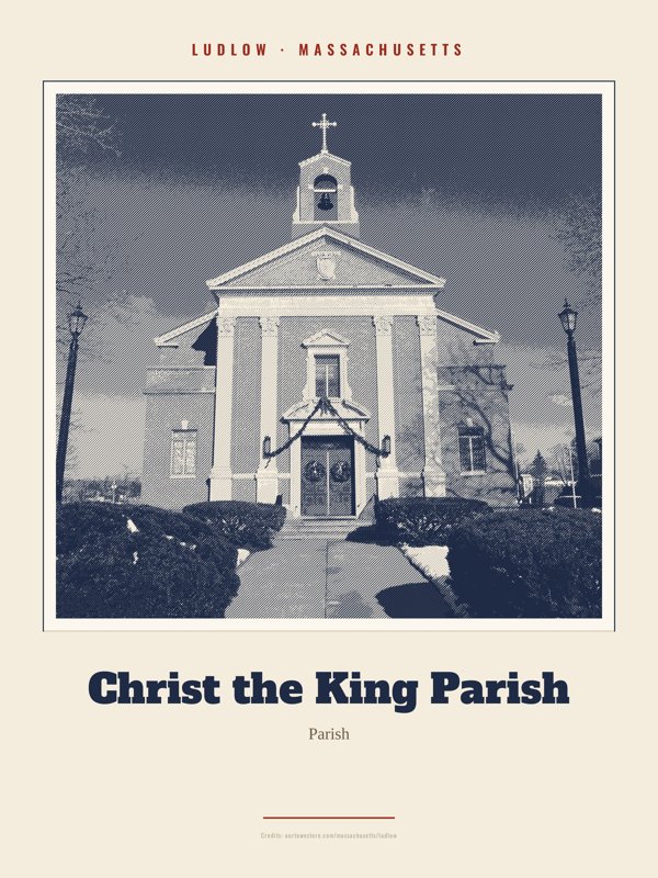 Ludlow Christ the King Parish Landmark Print artwork detail