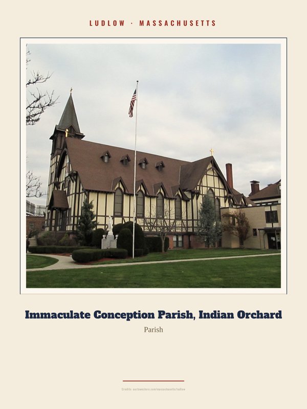 Ludlow Immaculate Conception Parish, Indian Orchard Landmark Print artwork detail