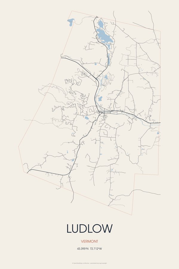 Ludlow Street Map Poster · Linen artwork detail