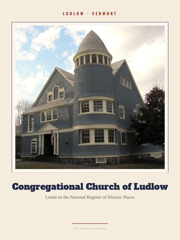 Ludlow Congregational Church of Ludlow Landmark Print artwork detail