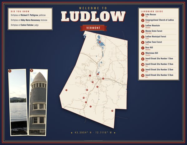 Ludlow Map Placemat artwork detail