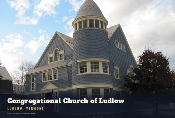 Ludlow Congregational Church of Ludlow Postcard artwork detail