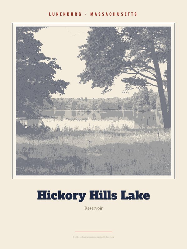 Lunenburg Hickory Hills Lake Landmark Print artwork detail