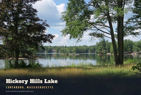 Lunenburg Hickory Hills Lake Postcard artwork detail