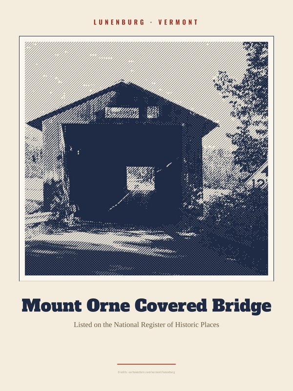 Lunenburg Mount Orne Covered Bridge Landmark Print artwork detail