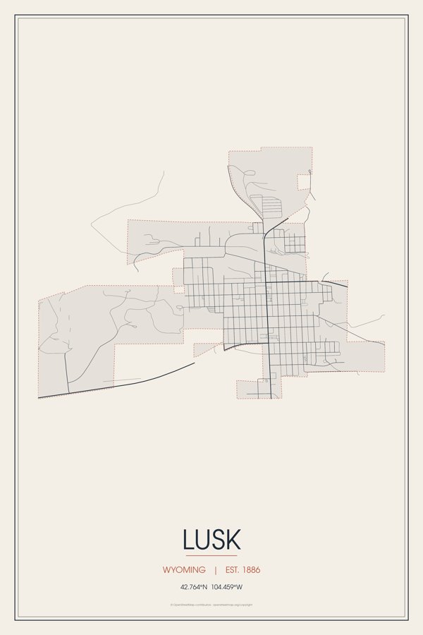 Lusk Street Map Poster · Linen artwork detail