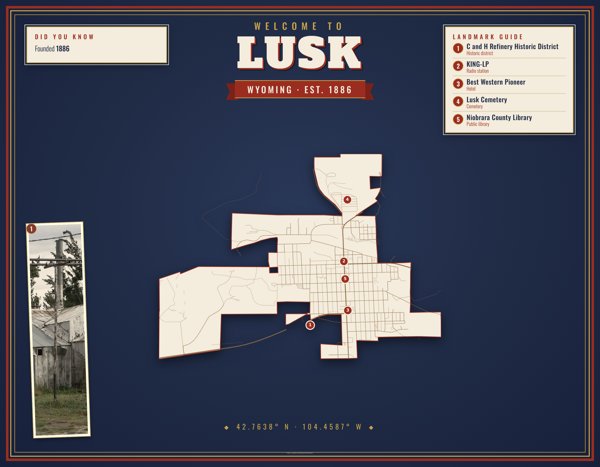 Lusk Map Placemat artwork detail