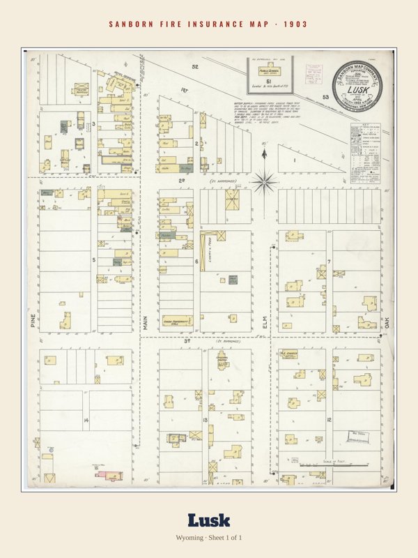 Lusk Sanborn Map Print artwork detail