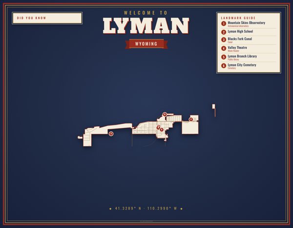 Lyman Map Placemat artwork detail