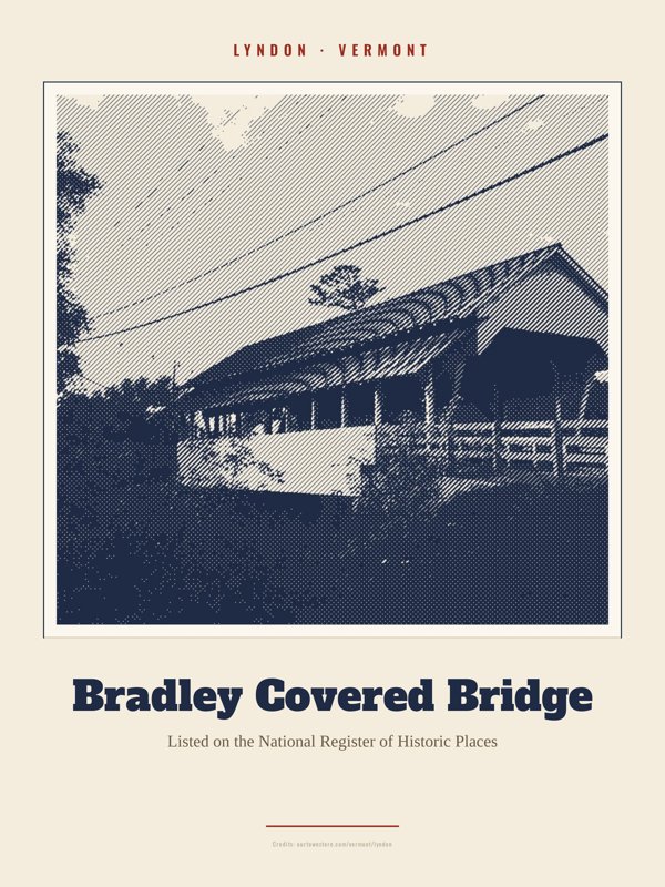 Lyndon Bradley Covered Bridge Landmark Print artwork detail