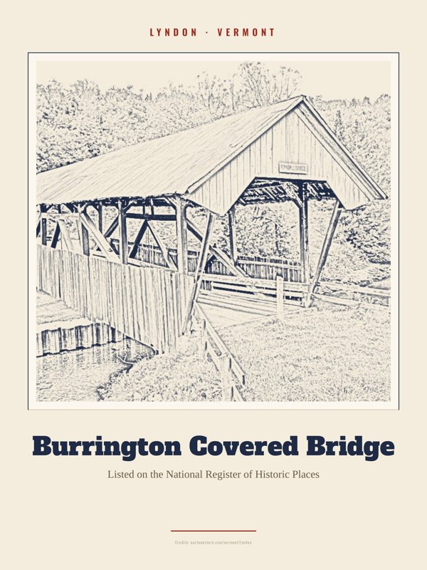 Lyndon Burrington Covered Bridge Landmark Print artwork detail