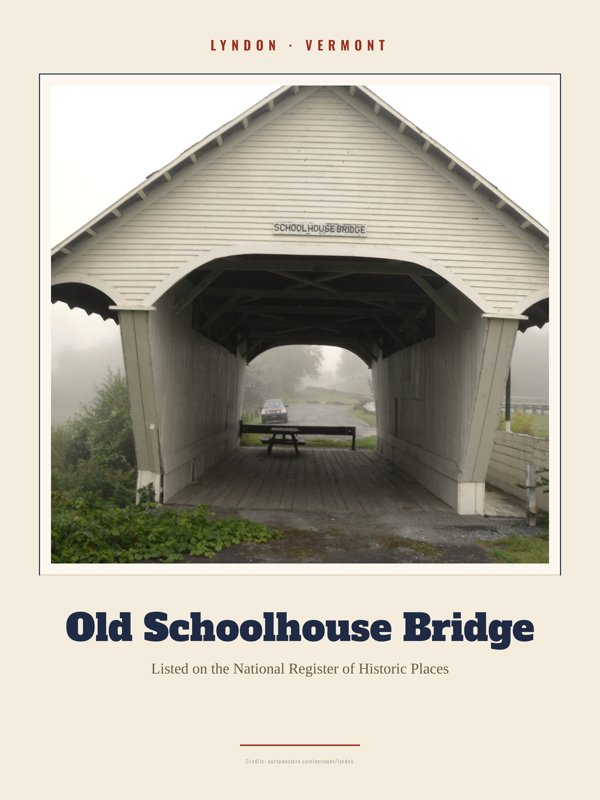 Lyndon Old Schoolhouse Bridge Landmark Print artwork detail