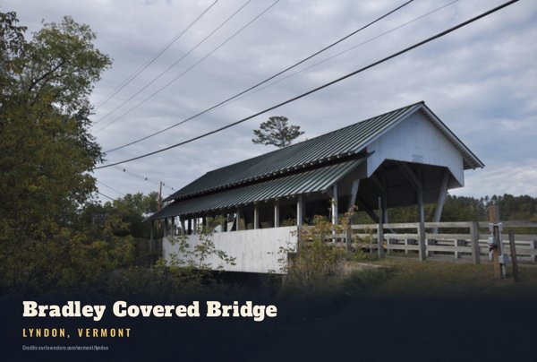 Lyndon Bradley Covered Bridge Postcard artwork detail