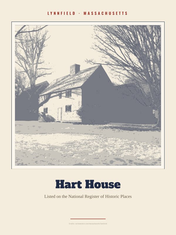 Lynnfield Hart House Landmark Print artwork detail