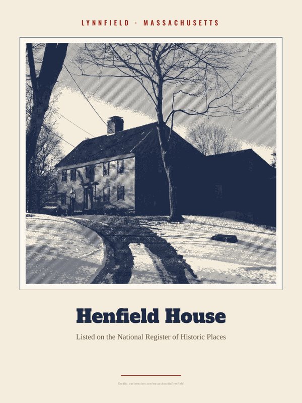 Lynnfield Henfield House Landmark Print artwork detail