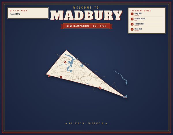 Madbury Map Placemat artwork detail