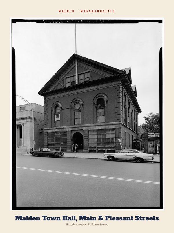 Malden Malden Town Hall, Main & Pleasant Streets Archive Print artwork detail