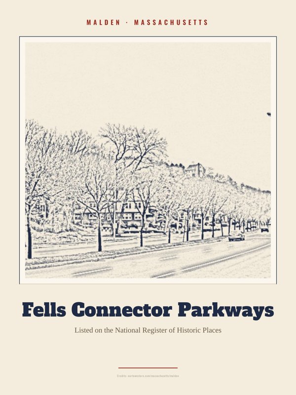 Malden Fells Connector Parkways Landmark Print artwork detail