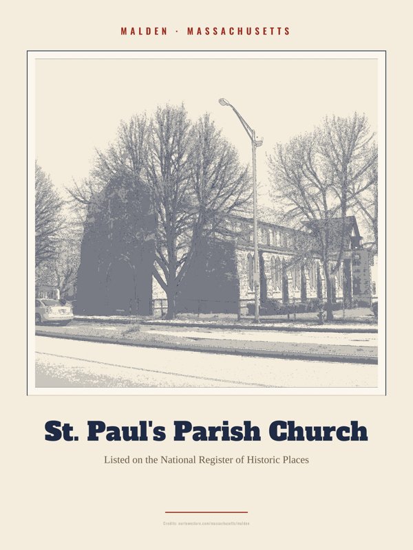 Malden St. Paul's Parish Church Landmark Print artwork detail