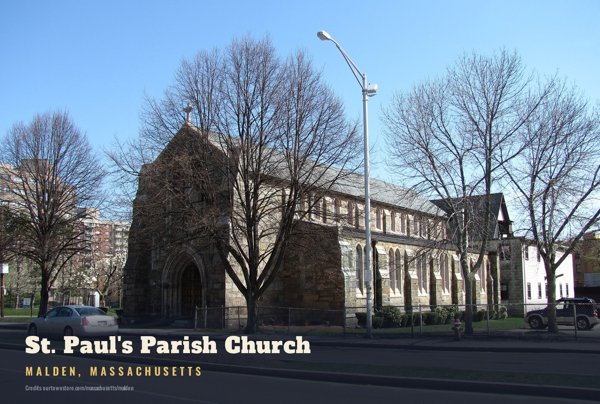 Malden St. Paul's Parish Church Postcard artwork detail
