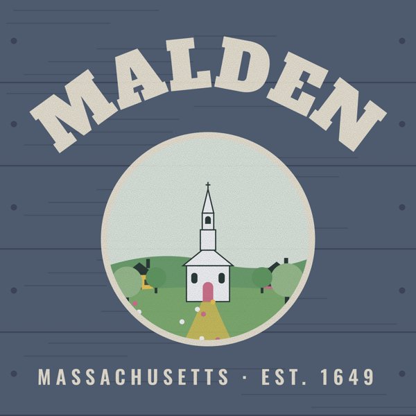 Malden Hometown Wood Sign artwork detail