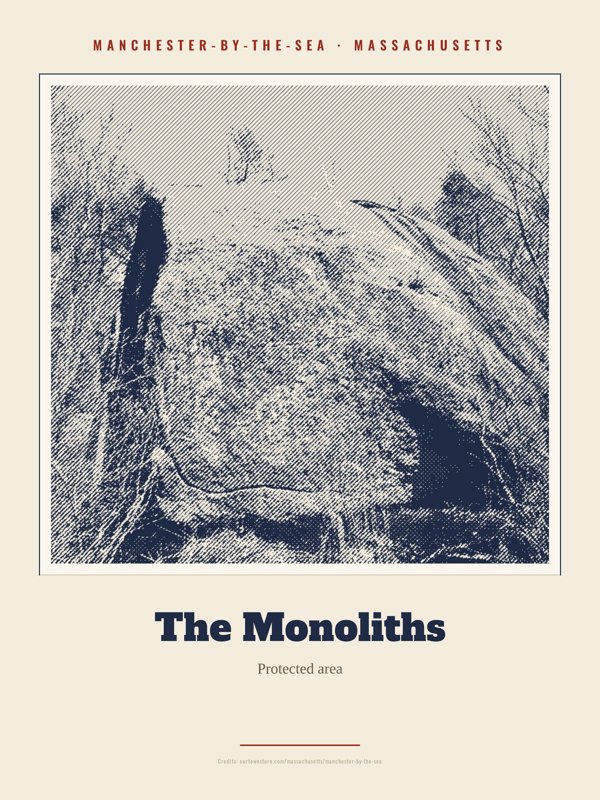 Manchester-by-the-Sea The Monoliths Landmark Print artwork detail