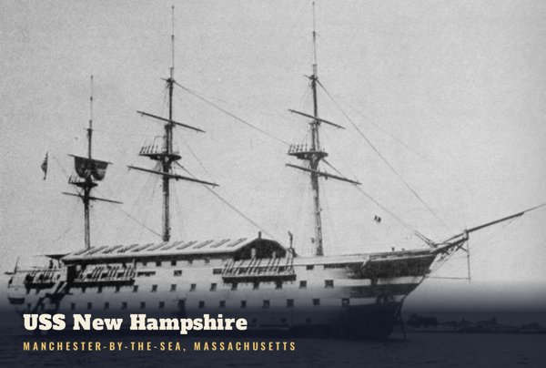Manchester-by-the-Sea USS New Hampshire Postcard artwork detail