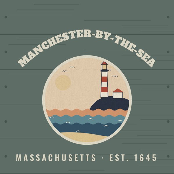 Manchester-by-the-Sea Hometown Wood Sign artwork detail