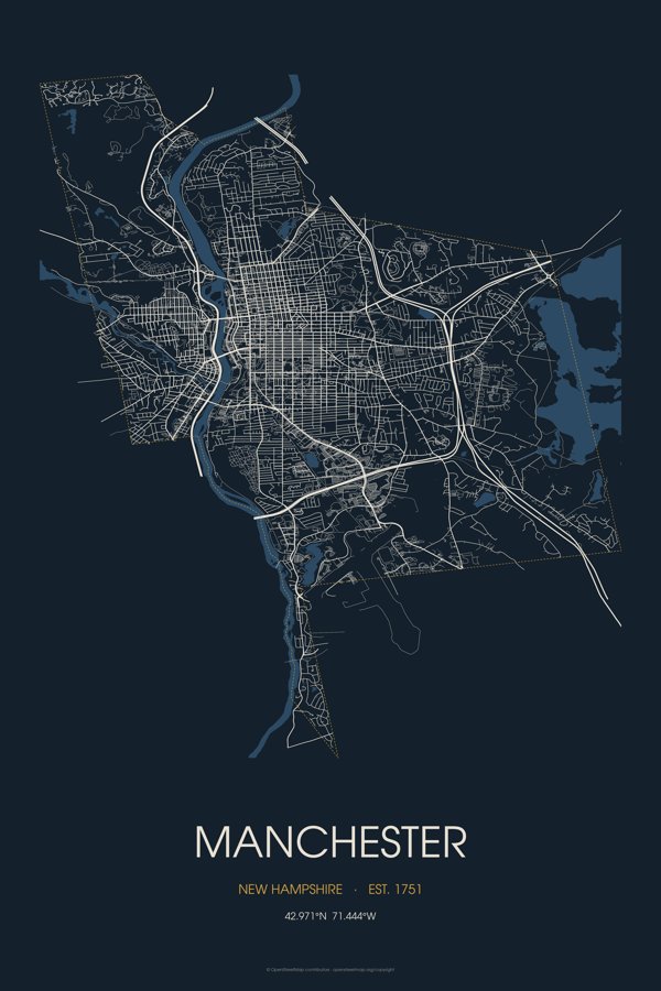 Manchester Street Map Throw Blanket artwork detail