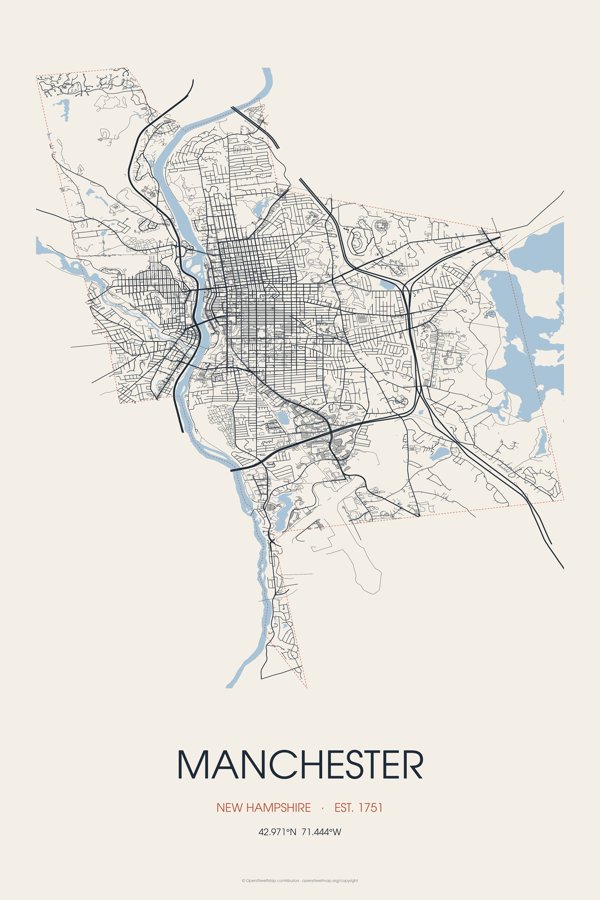 Manchester Street Map Poster · Linen artwork detail