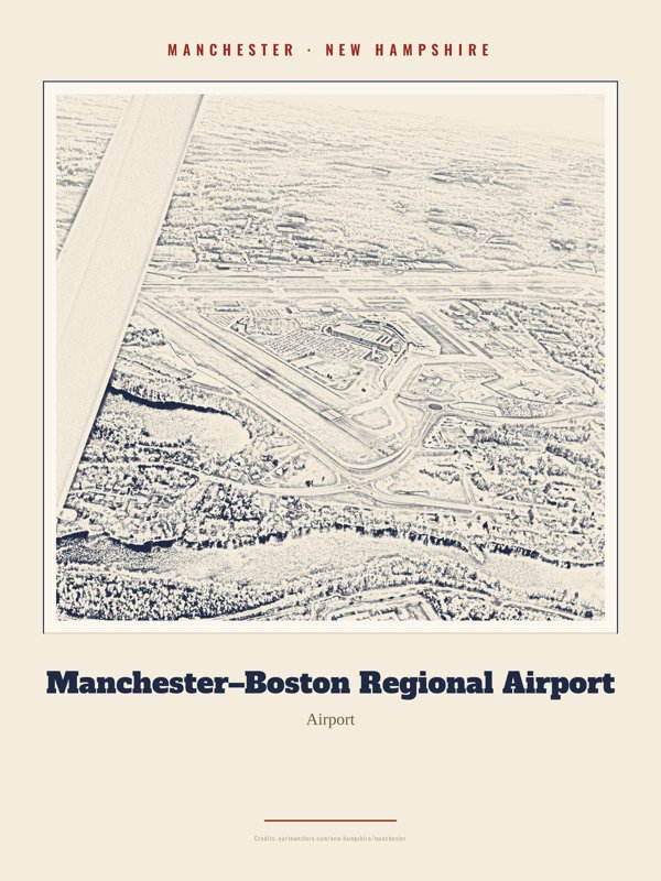 Manchester Manchester–Boston Regional Airport Landmark Print artwork detail