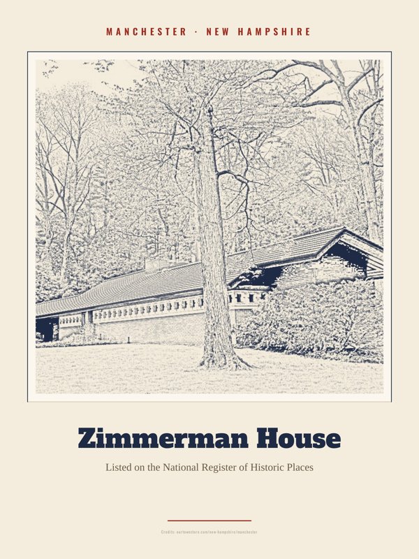 Manchester Zimmerman House Landmark Print artwork detail