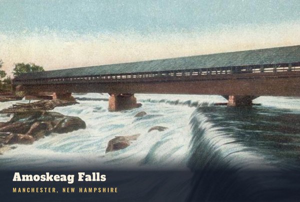 Manchester Amoskeag Falls Postcard artwork detail