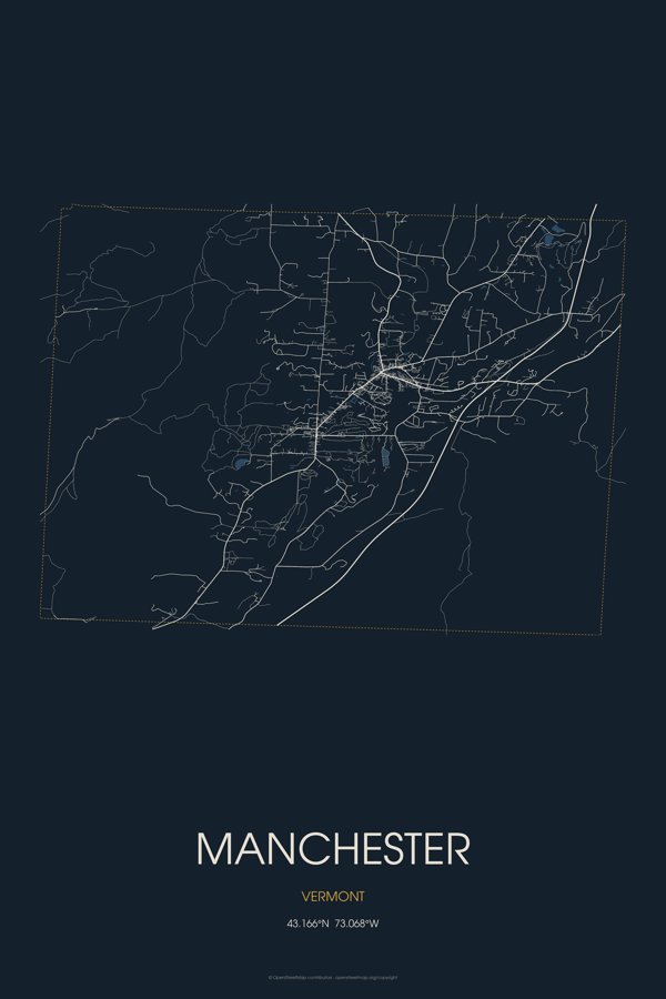 Manchester Street Map Poster · Midnight artwork detail
