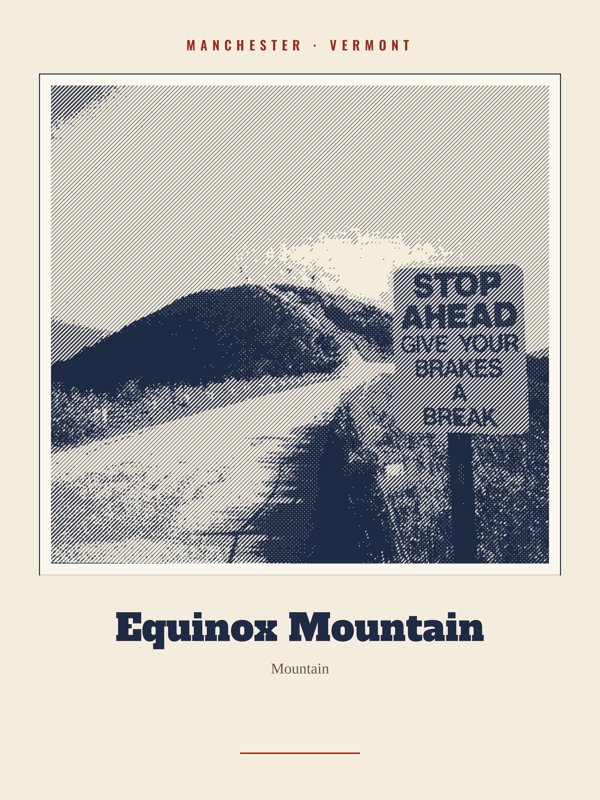 Manchester Equinox Mountain Landmark Print artwork detail