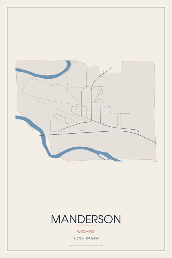 Manderson Street Map Poster · Linen artwork detail