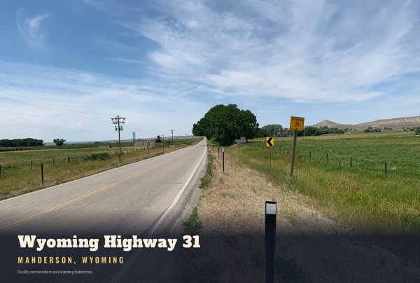 Manderson Wyoming Highway 31 Postcard artwork detail