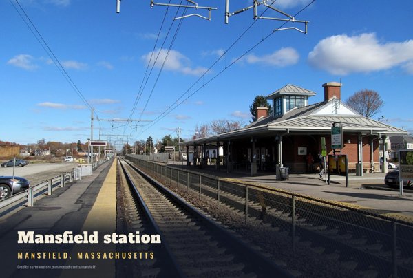 Mansfield Mansfield station Postcard artwork detail
