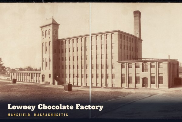 Mansfield Lowney Chocolate Factory Postcard artwork detail