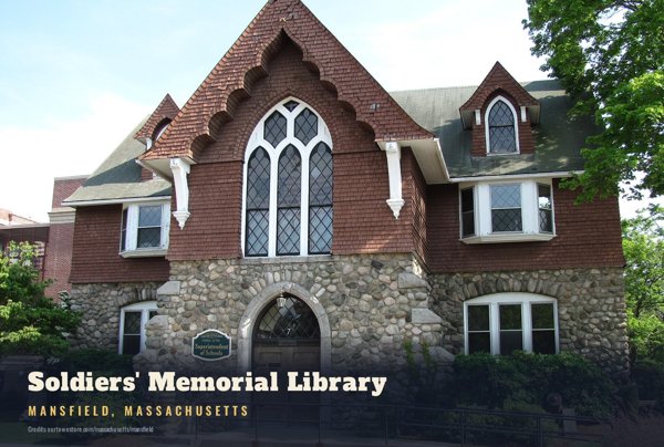 Mansfield Soldiers' Memorial Library Postcard artwork detail