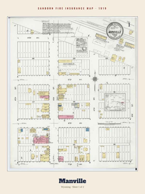 Manville Sanborn Map Print artwork detail