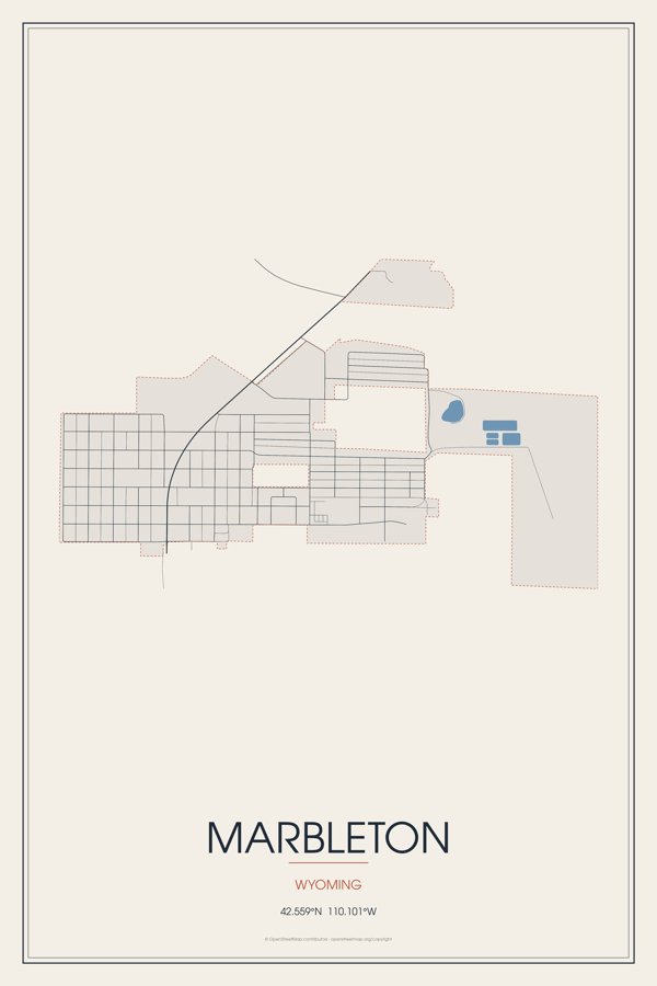 Marbleton Street Map Poster · Linen artwork detail