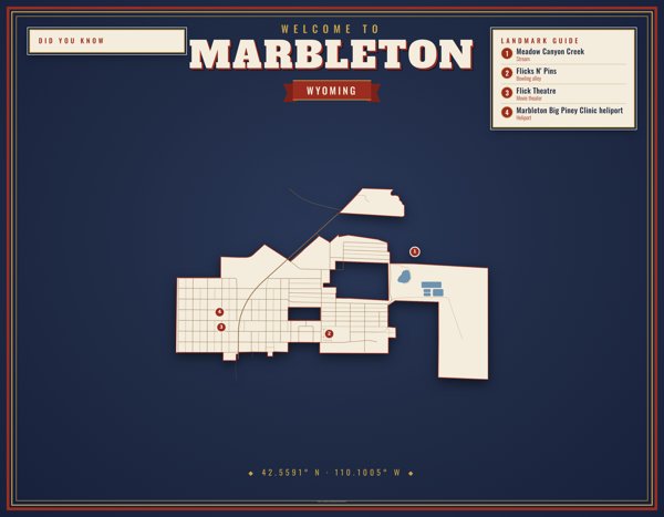 Marbleton Map Placemat artwork detail