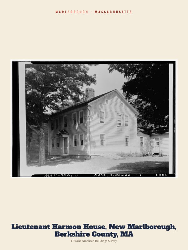 Marlborough Lieutenant Harmon House, New Marlborough, Berkshire County, MA Archive Print artwork detail