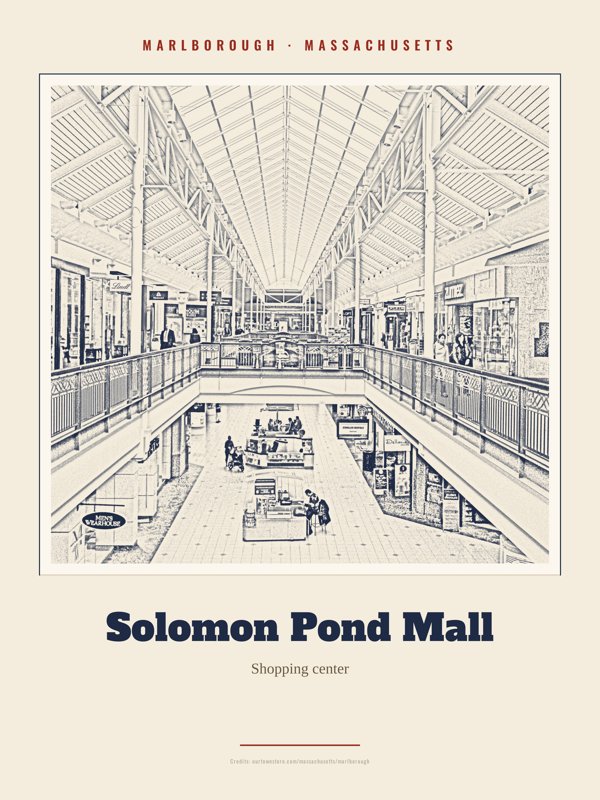 Marlborough Solomon Pond Mall Landmark Print artwork detail