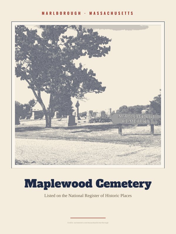 Marlborough Maplewood Cemetery Landmark Print artwork detail